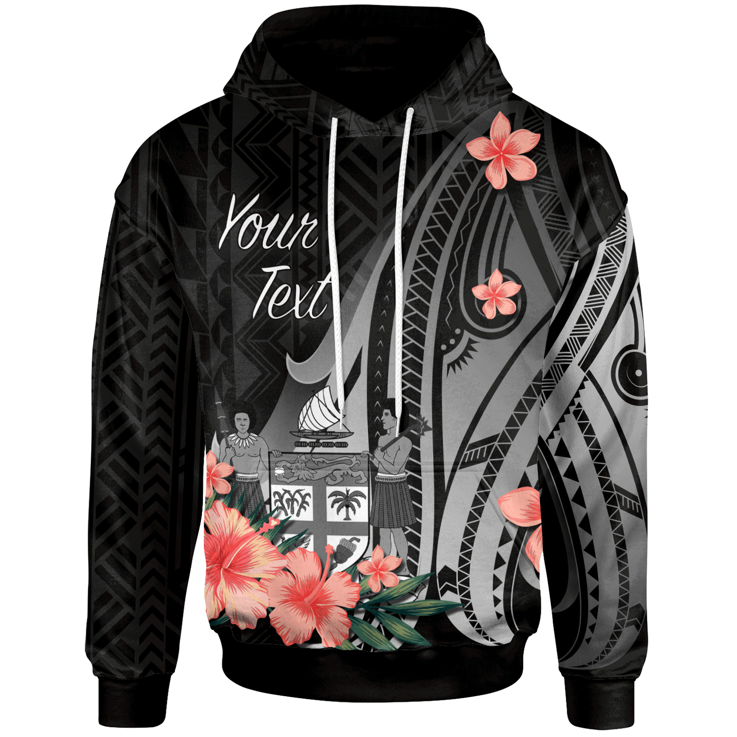 Fiji Hoodie Polynesian Hibiscus Pattern Style