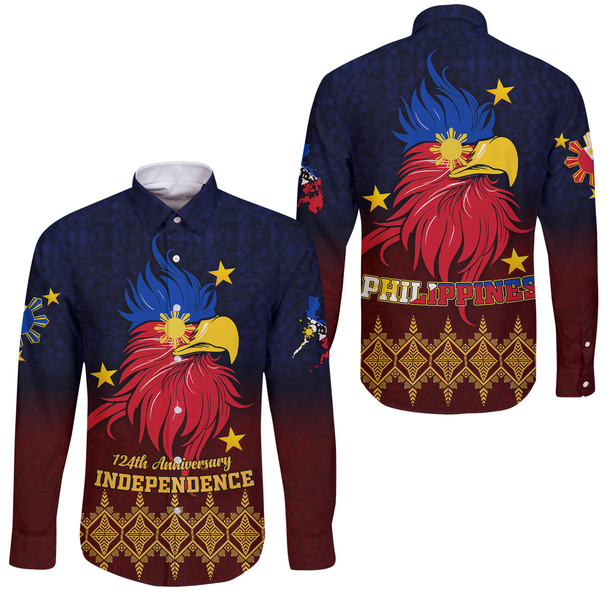 The Philippines Independence Anniversary 124th Years Long Sleeve Button Shirt
