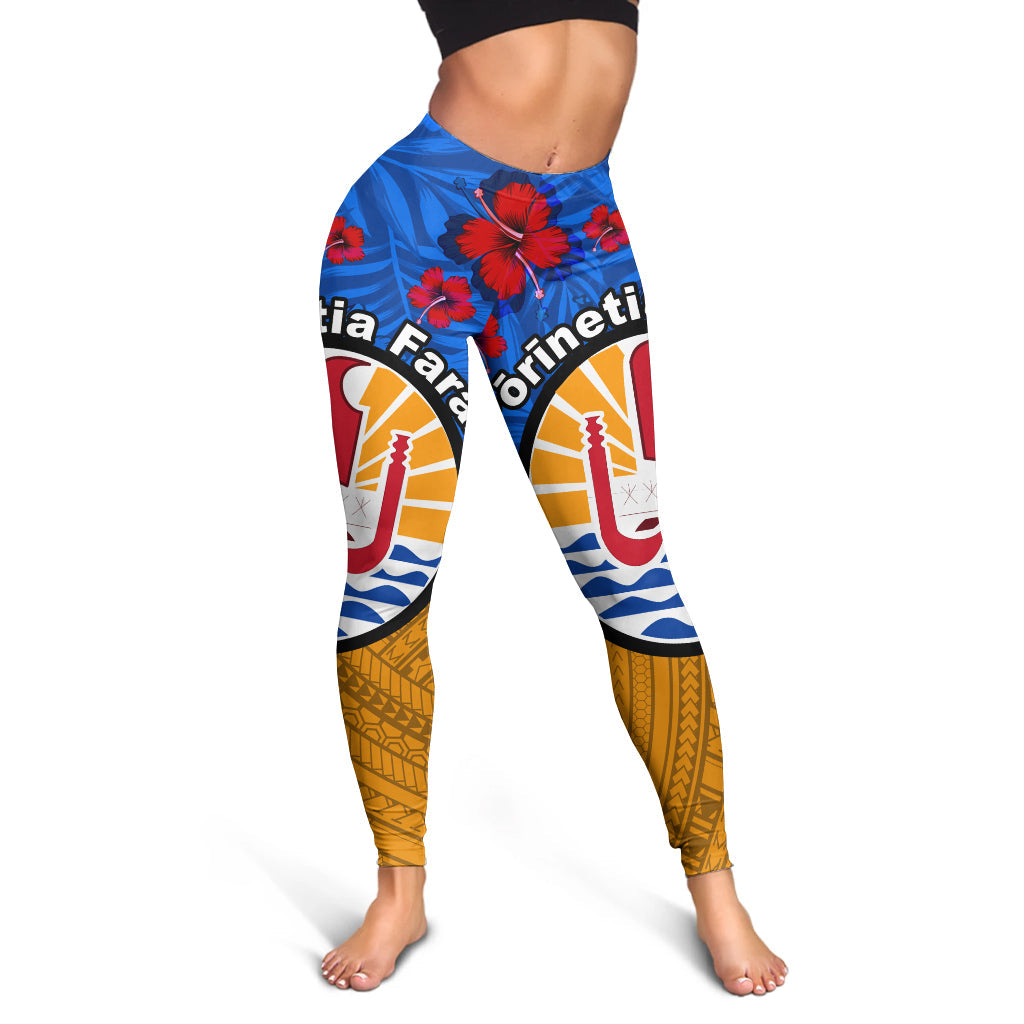 French Polynesian Hibiscus Flowers Leggings -