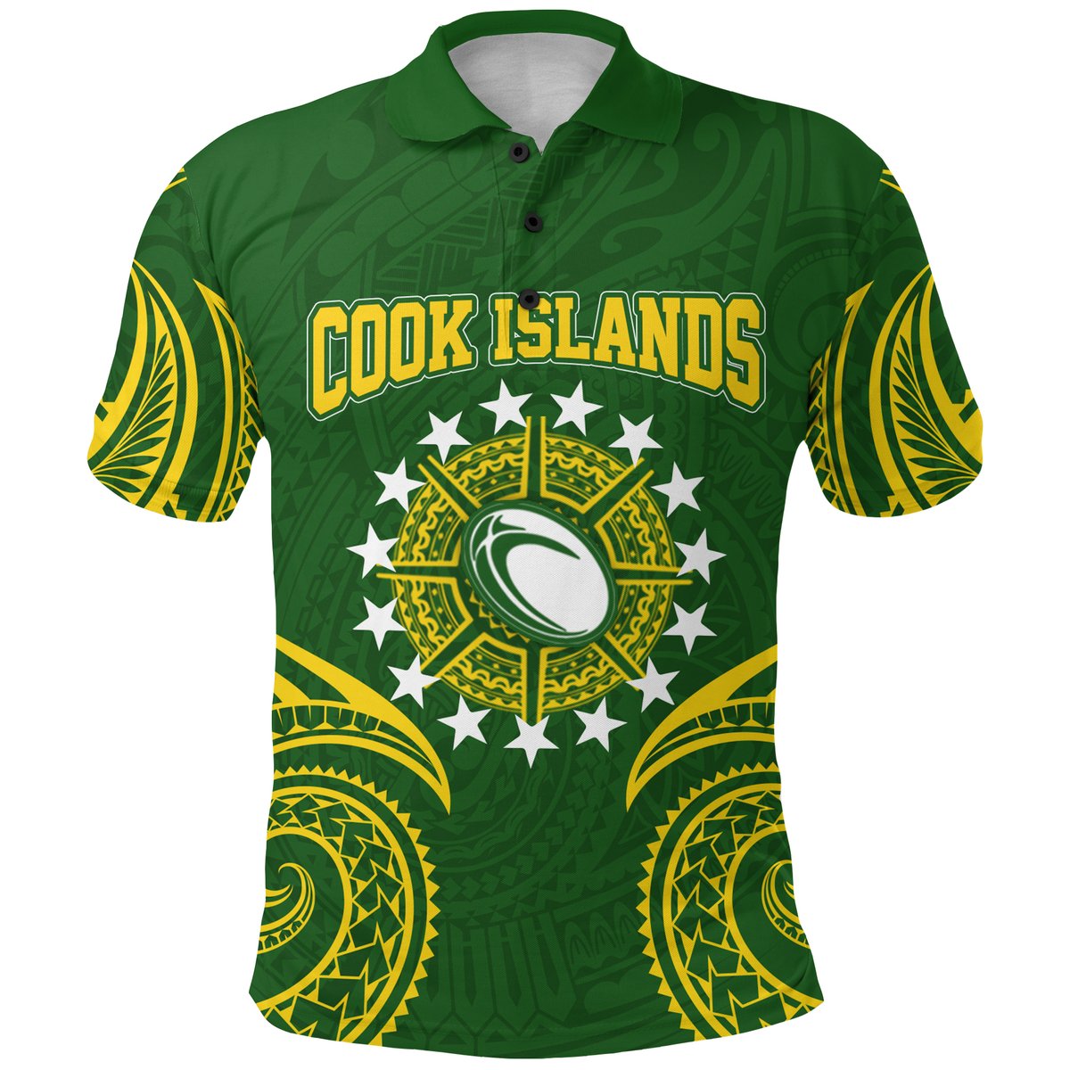 Cook Islands Rugby Polo Shirt - Tribal Pattern -
