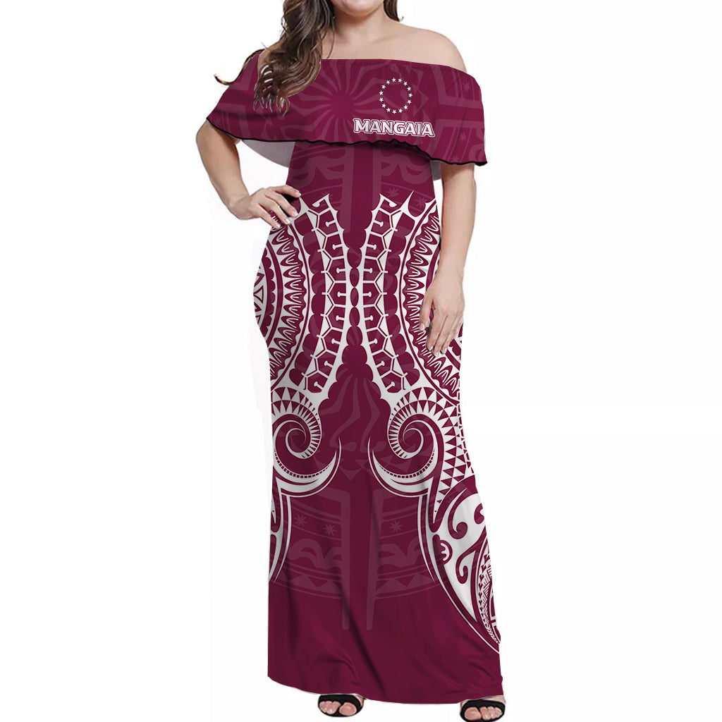 Cook Islands Mangaia Off Shoulder Long Dress Tribal Pattern