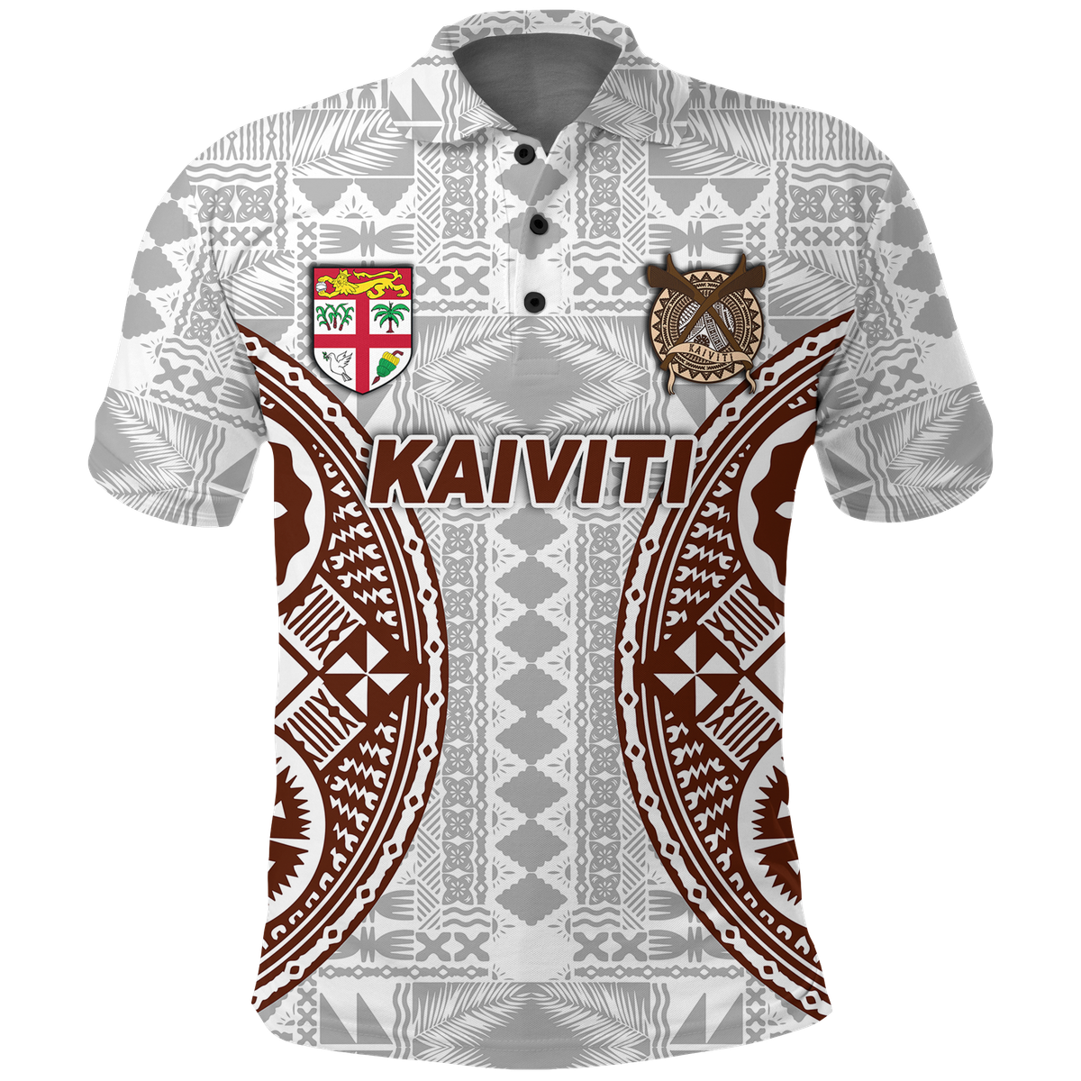 Fiji Kaiviti Tapa Pattern Polo Shirt -