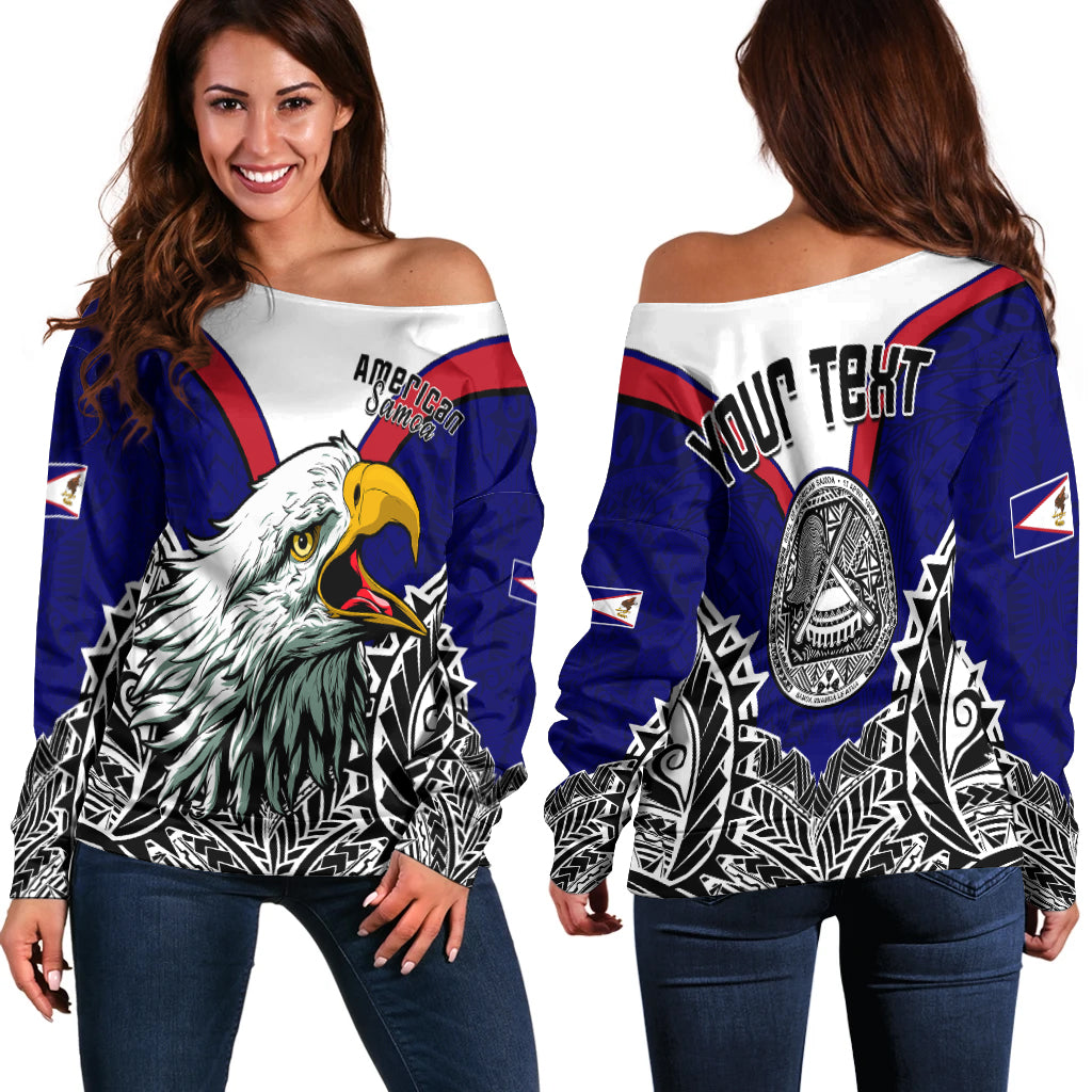 (Custom Personalised) American Samoa Off Shoulder Sweater Bald Eagle Mix Polynesian