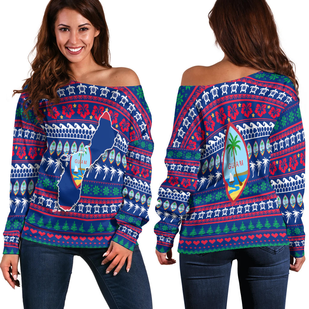Guam Christmas Women Off Shoulder Sweater Ugly Christmas