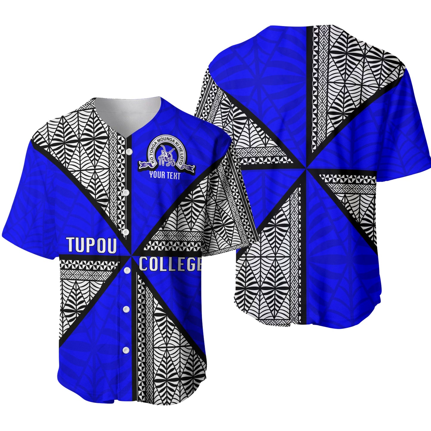 (Custom Personalised) Tonga Tupou College Baseball Jersey Tongan Patterns