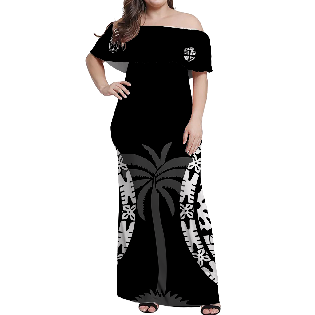 Fiji Rugby Sevens Fijian Tapa Pattern Off Shoulder Long Dress