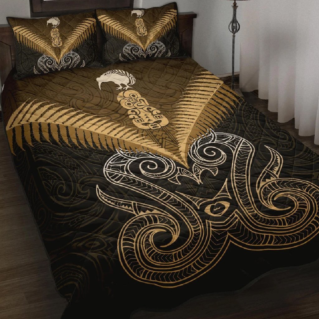 Maori Manaia New Zealand Quilt Bed Set Gold