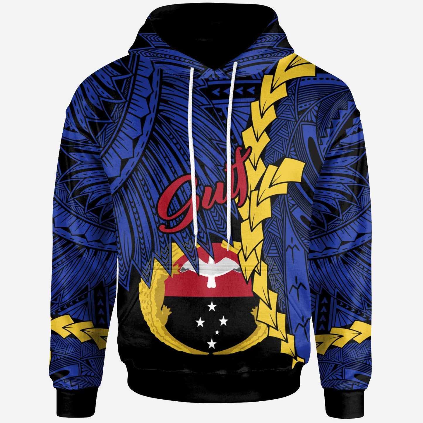 Papua New Guinea Gulf Province Polynesian Hoodie Tribal Wave Tattoo