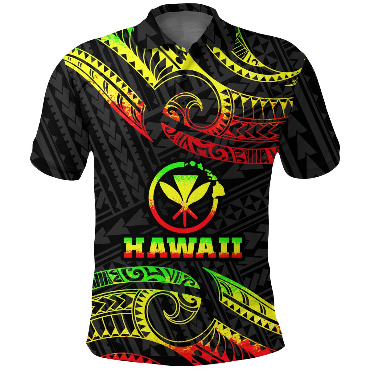 Hawaii Polo Shirt - Tribal Pattern Reggae -