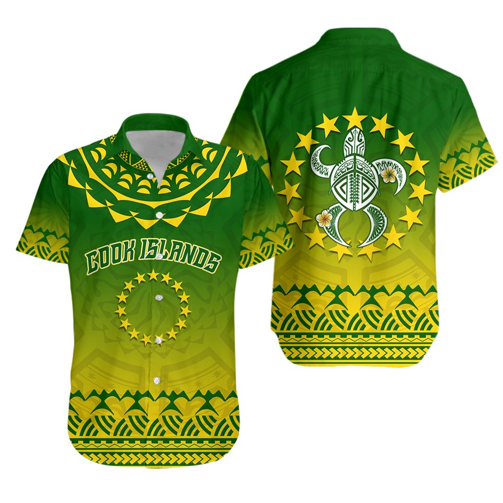 Cook Islands Turtle With Tribal Hawaiian Shirt -