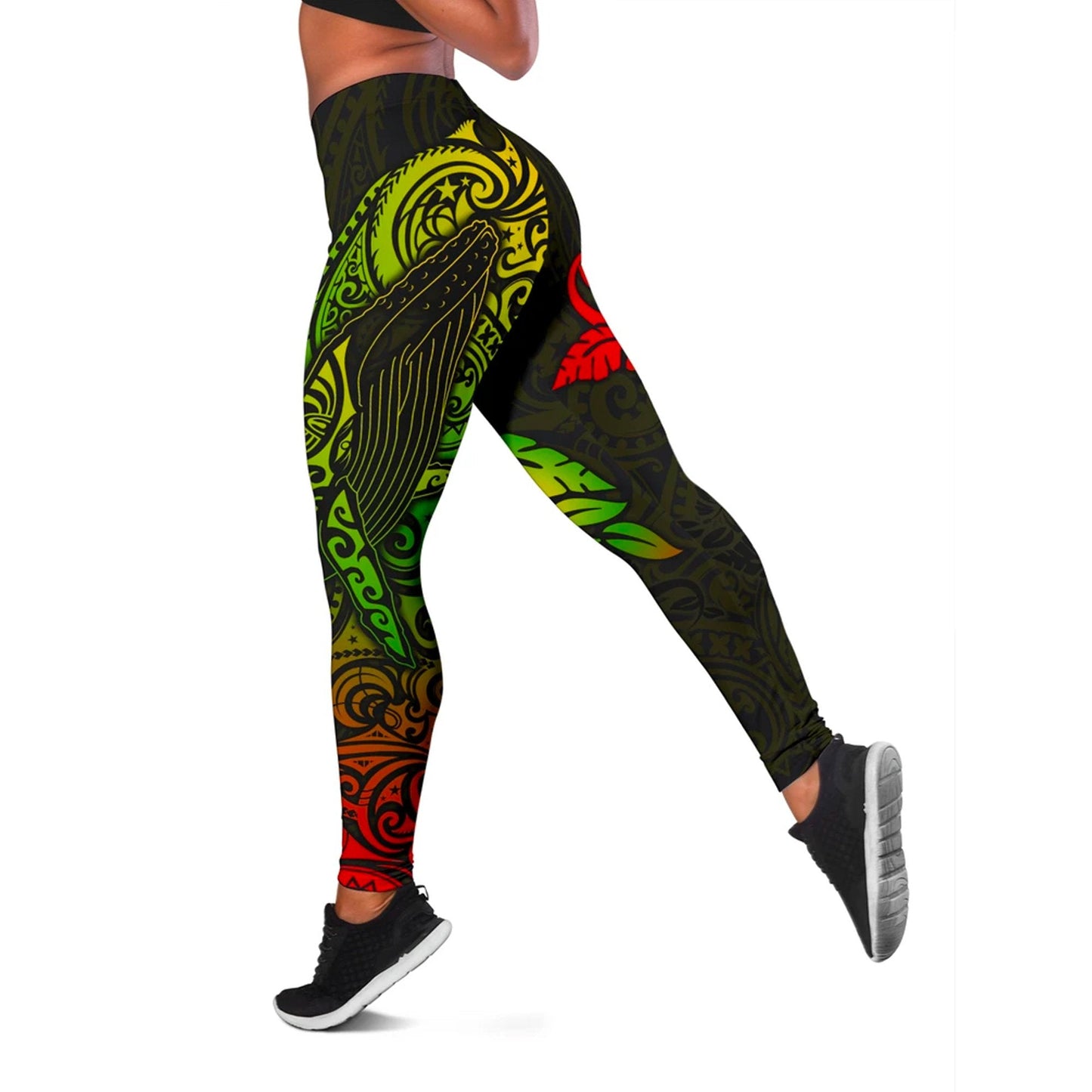 Polynesian Hawaii Leggings - Polynesian Reggae Humpback Whale