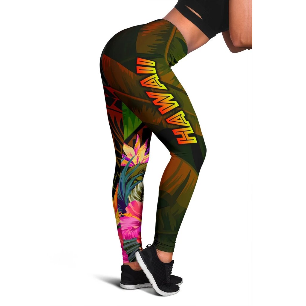 Polynesian Hawaii Kanaka Maoli Polynesian Women's Leggings - Hibiscus and Banana Leaves