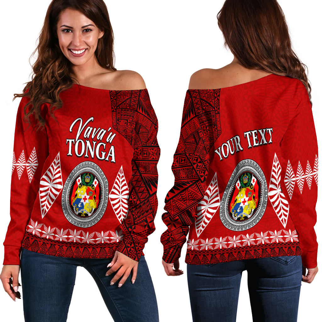 (Custom Personalised) Vava u Tonga Off Shoulder Sweater Tongan Ngatu