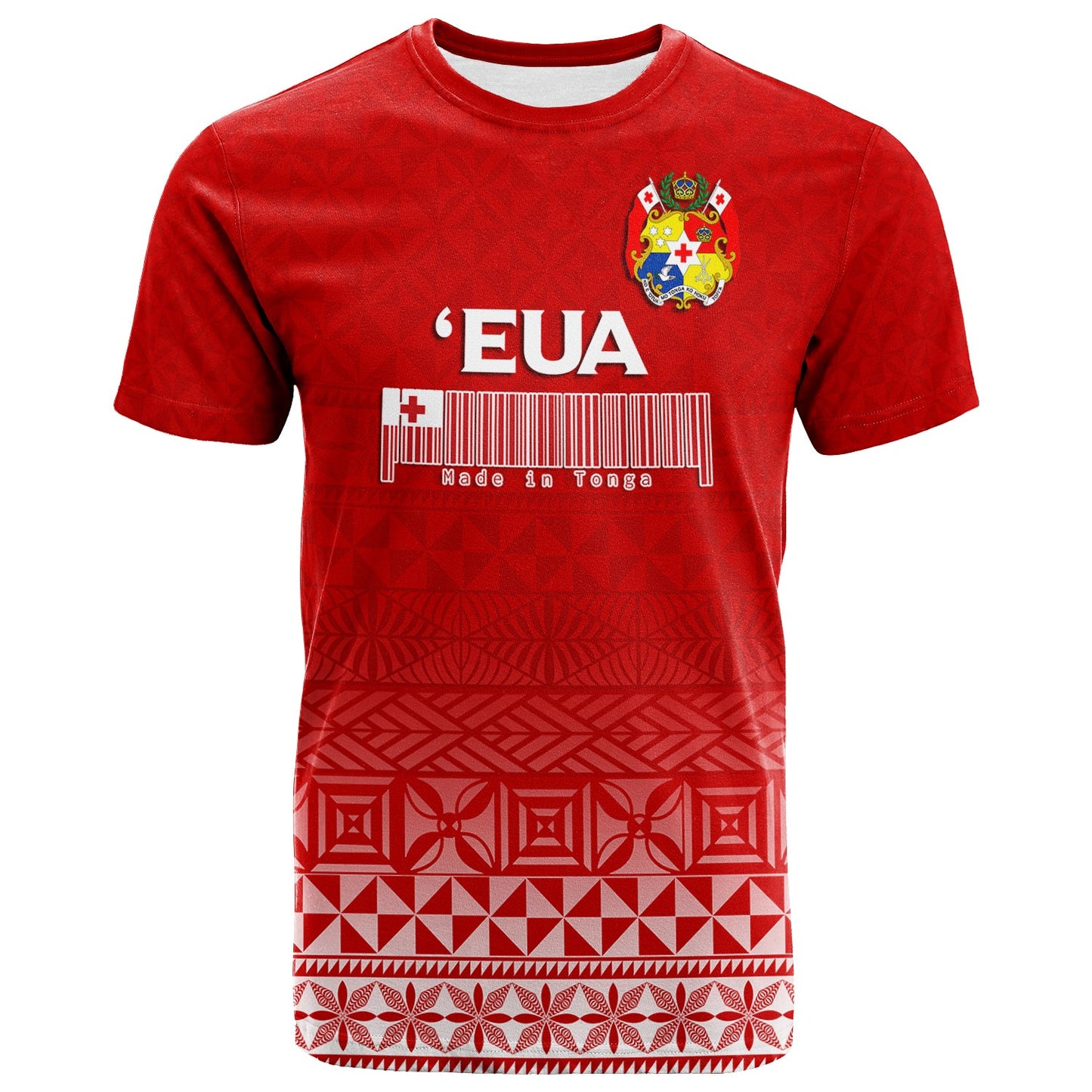 Tonga Eua T - Shirt - Tongan Pattern Coat Of Arms Red Shirt