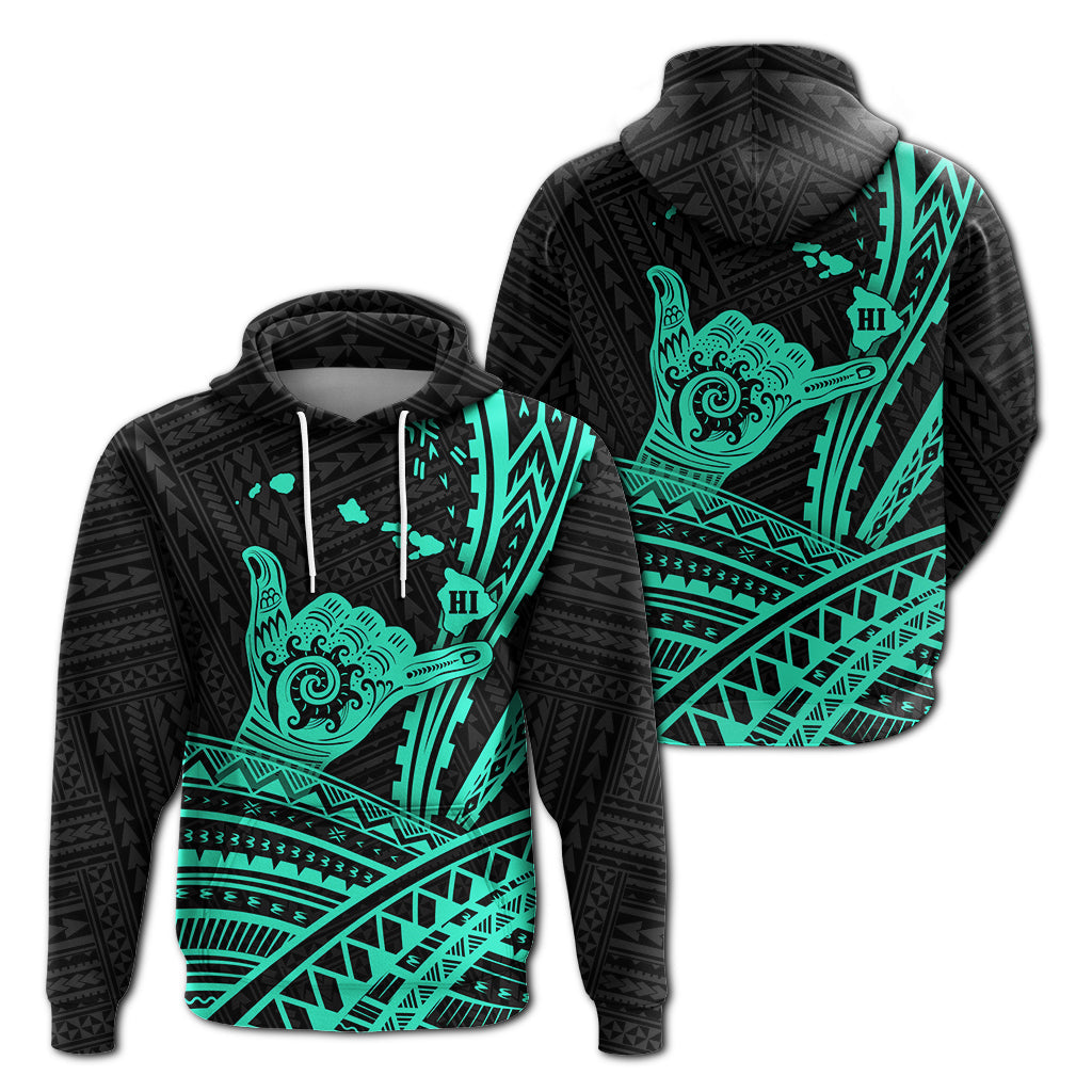 Hawaii Shaka Polynesian Tribal Turquoise Hoodie