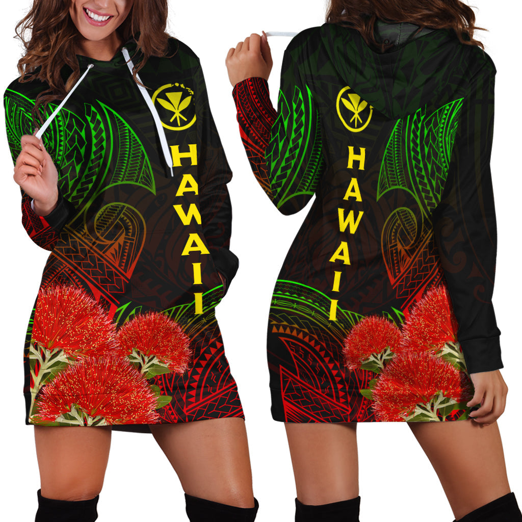 Hawaii Polynesian Hoodie Dress Ohia Lehua