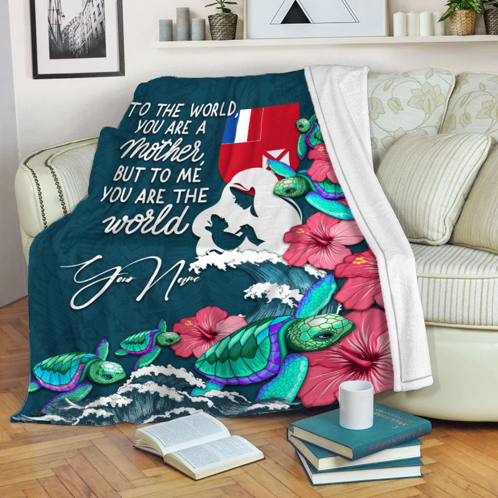 Custom Personalised Wallis and Futuna Mothers Day With Green Turtle Blanket