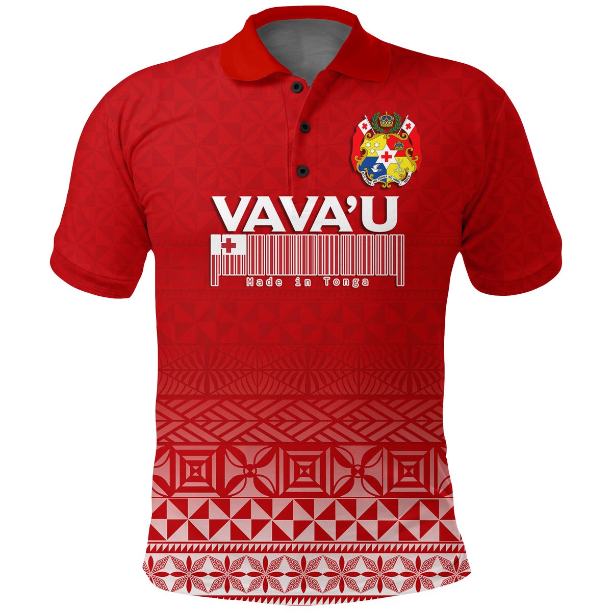 Tonga Vavau Polo Shirt - Tongan Pattern Red Shirt
