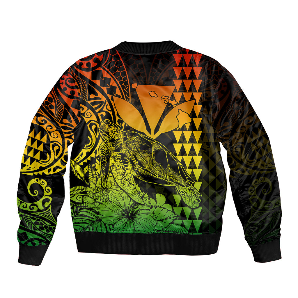 Kakau Polynesian Tribal Hawaiian Turtle with Kanaka Maoli Reggae Bomber Jacket