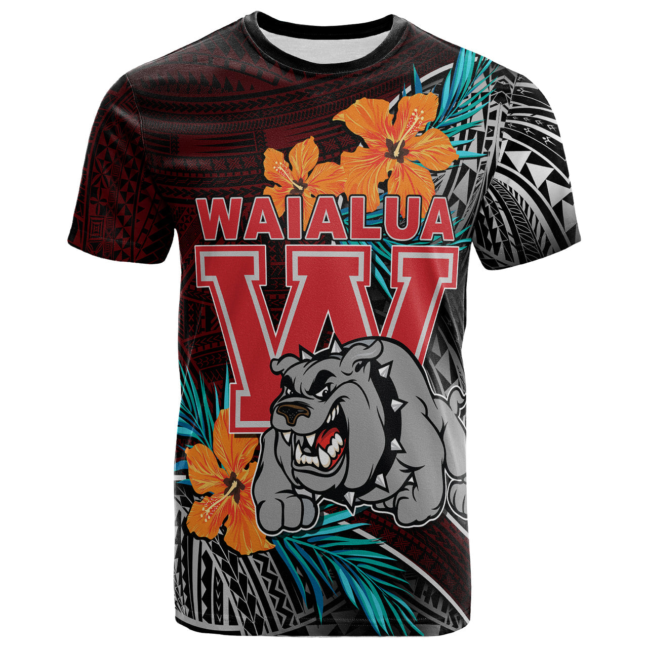 Hawaii T-shirt Waialua High and Intermediate School Polynesian Tribal Pattern