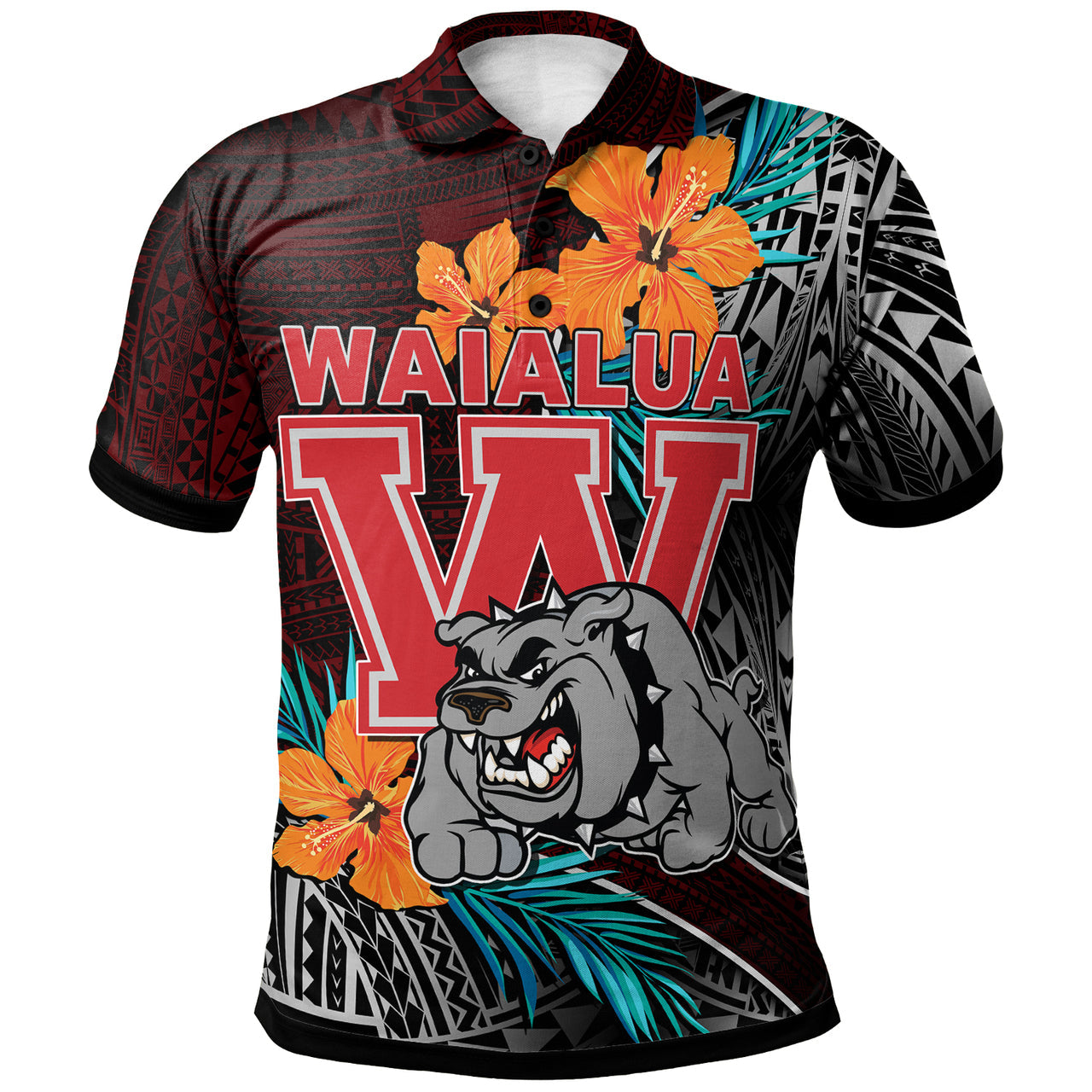 Hawaii Polo Shirt - Waialua High and Intermediate School Polynesian Tribal Pattern