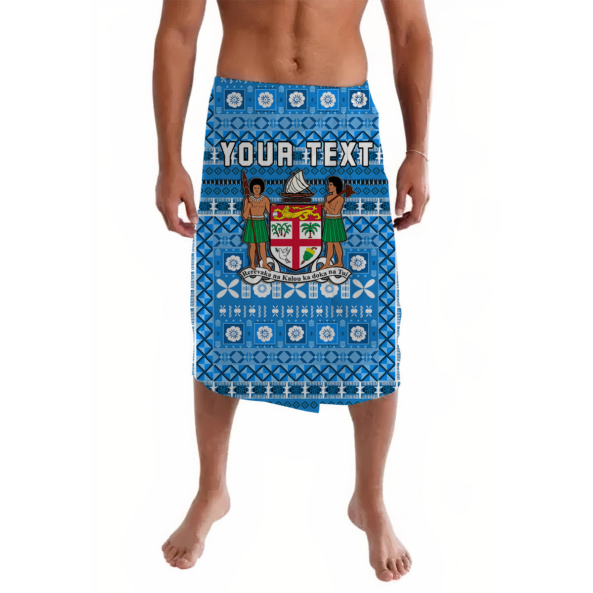 (Custom Personalised) Fiji Lavalava Blue Tapa Pattern Ver.01
