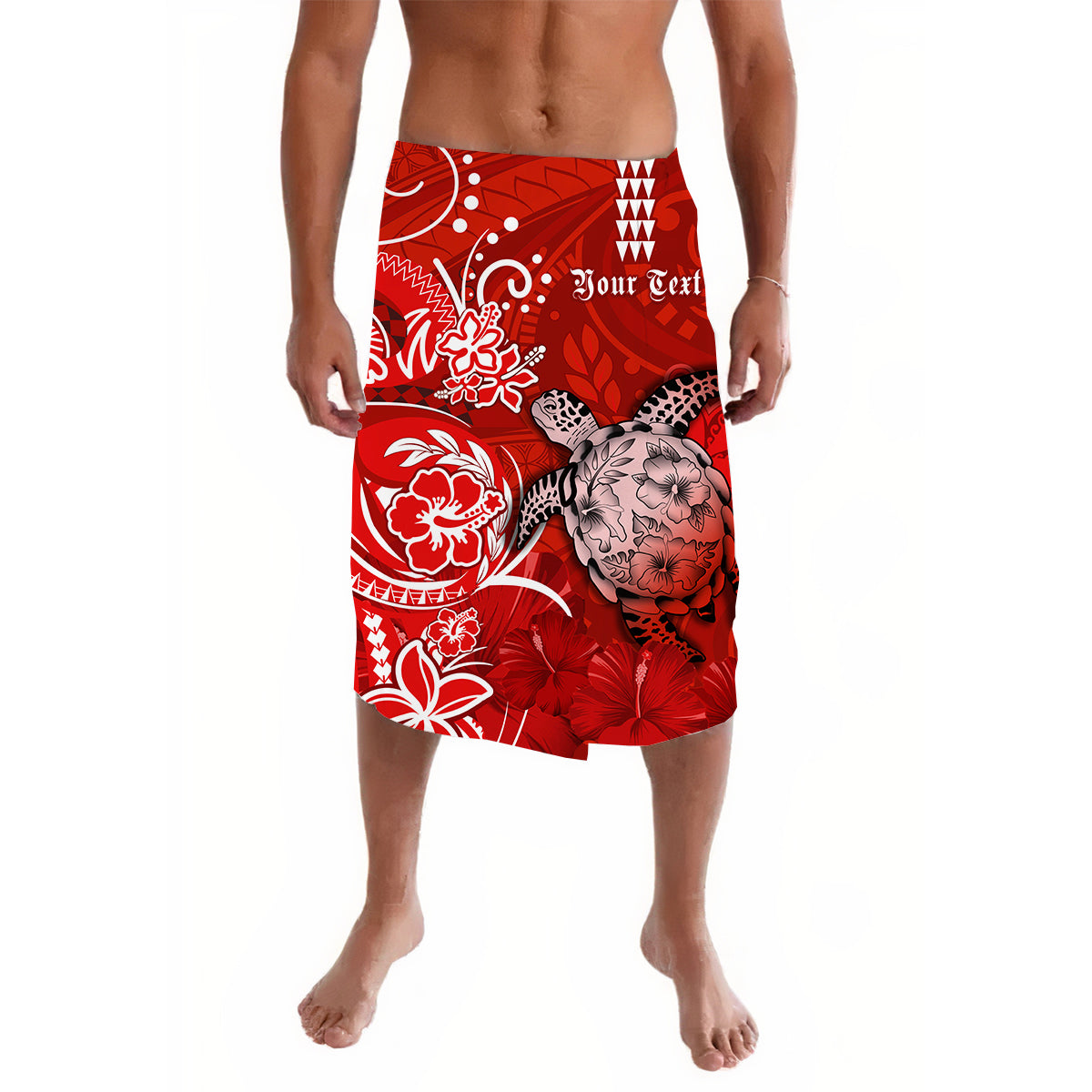 (Custom Personalised) Hawaii Lavalava Polynesia Red Sea Turtle Honu and Map