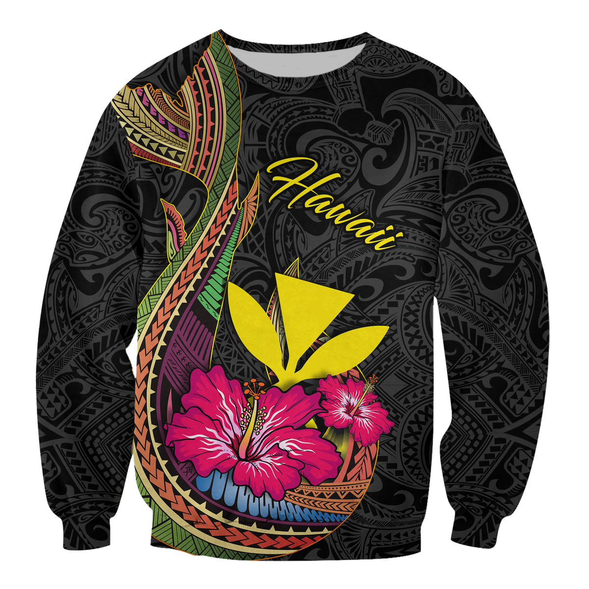 Hawaii Polynesian Fish Hook Hibiscus Sweatshirt