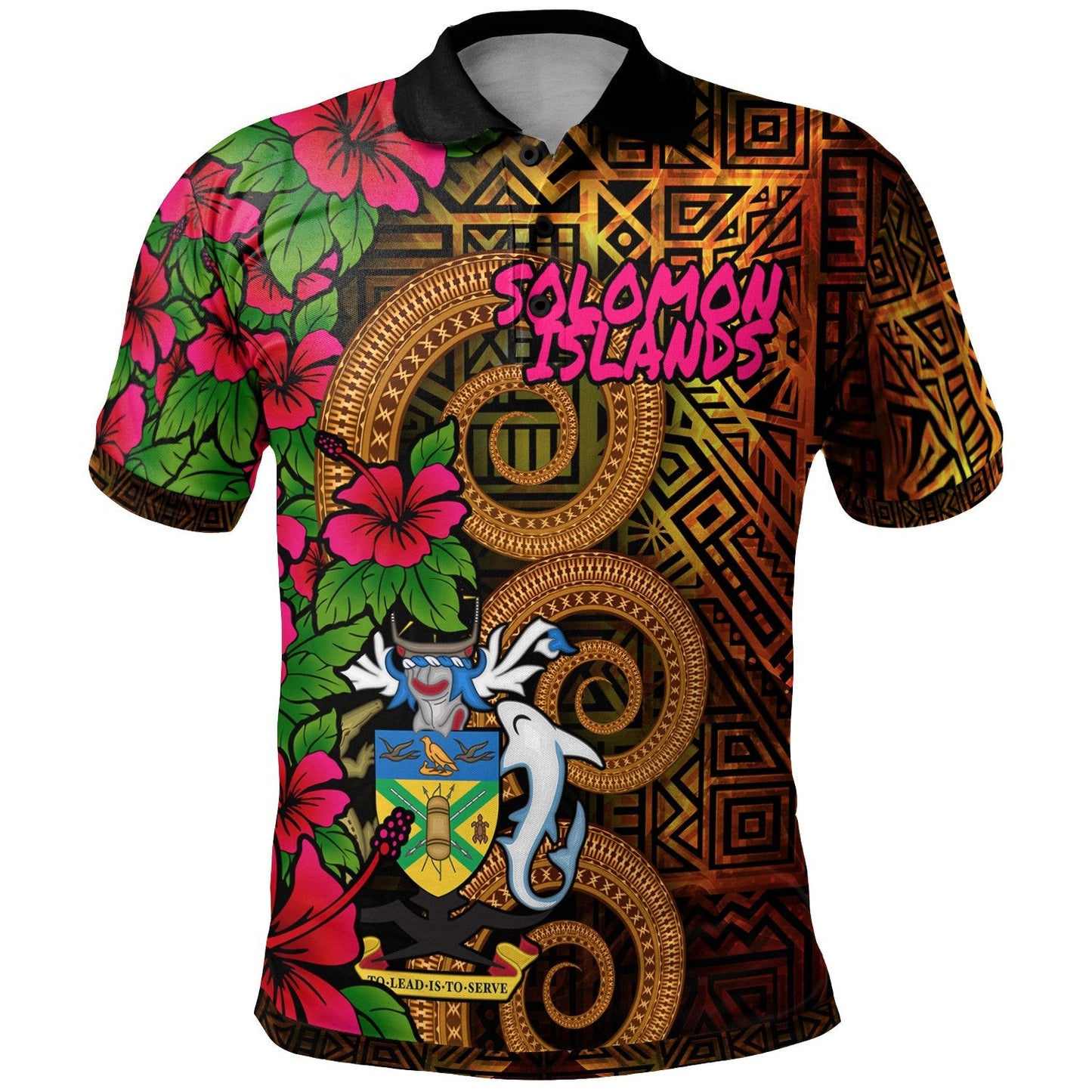 Solomon Islands Polynesian Polo Shirt - Hibiscus Vintage