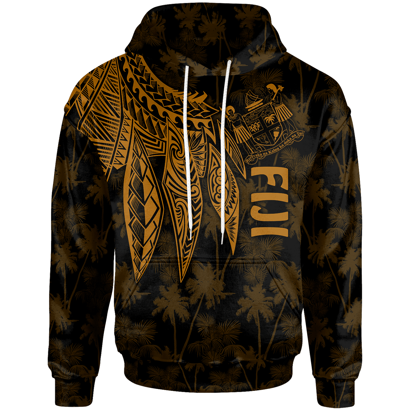 Fiji Hoodie Polynesian Wings Golden