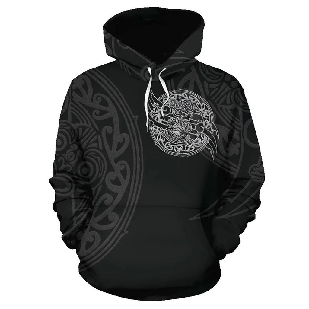 Maori Tiki New Zealand Black Hoodie All Over Print
