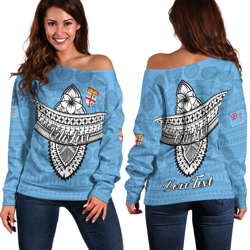 (Custom Personalised) Fiji Viti Levu Tapa Tribal Women Off Shoulder Sweater