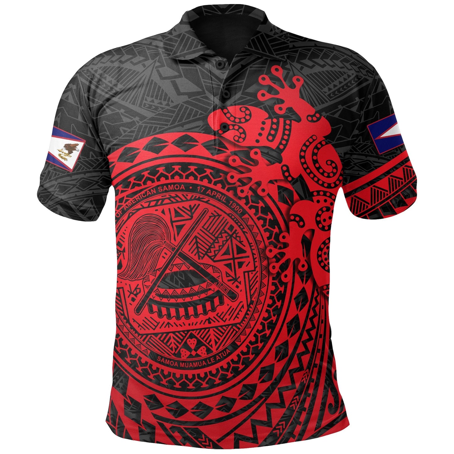 American Samoa Polo Shirt - Polynesian Lizard Men's All Over Print Polo Shirt Model T55