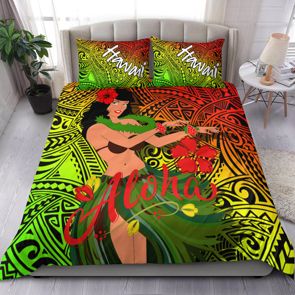 Hawaii Hula Girl Reggae Bedding Set