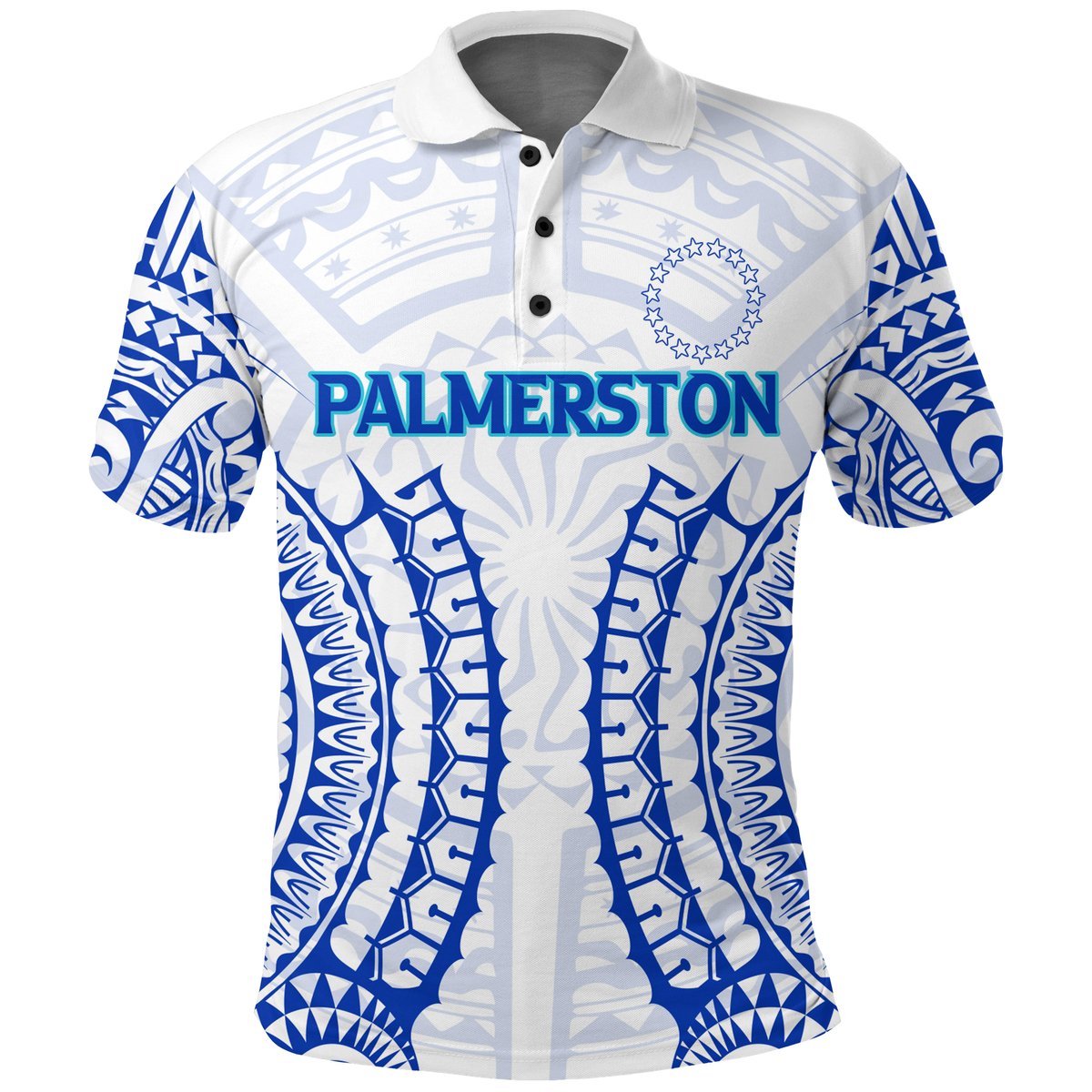 Cook Islands Palmerston Polo Shirt - Tribal Pattern White Shirt