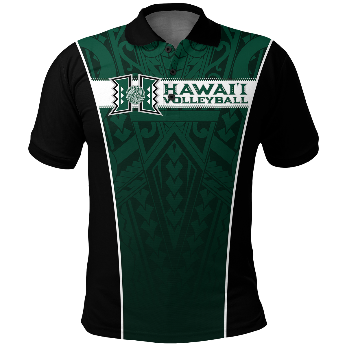 Hawaii Volleyball Green Warrior Polo Shirt -