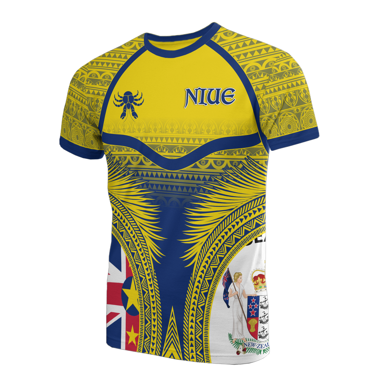 Niue T Shirt Niue Flag Seal Coconut Crab Coconut Leaves