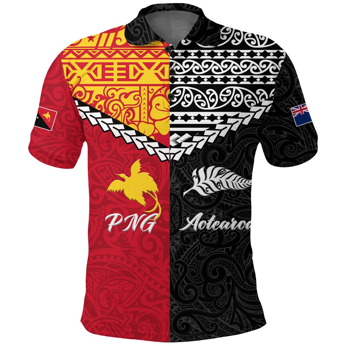 Papua New Guinea Combine New Zealand Maori Aotearoa Heritage Polo Shirt -