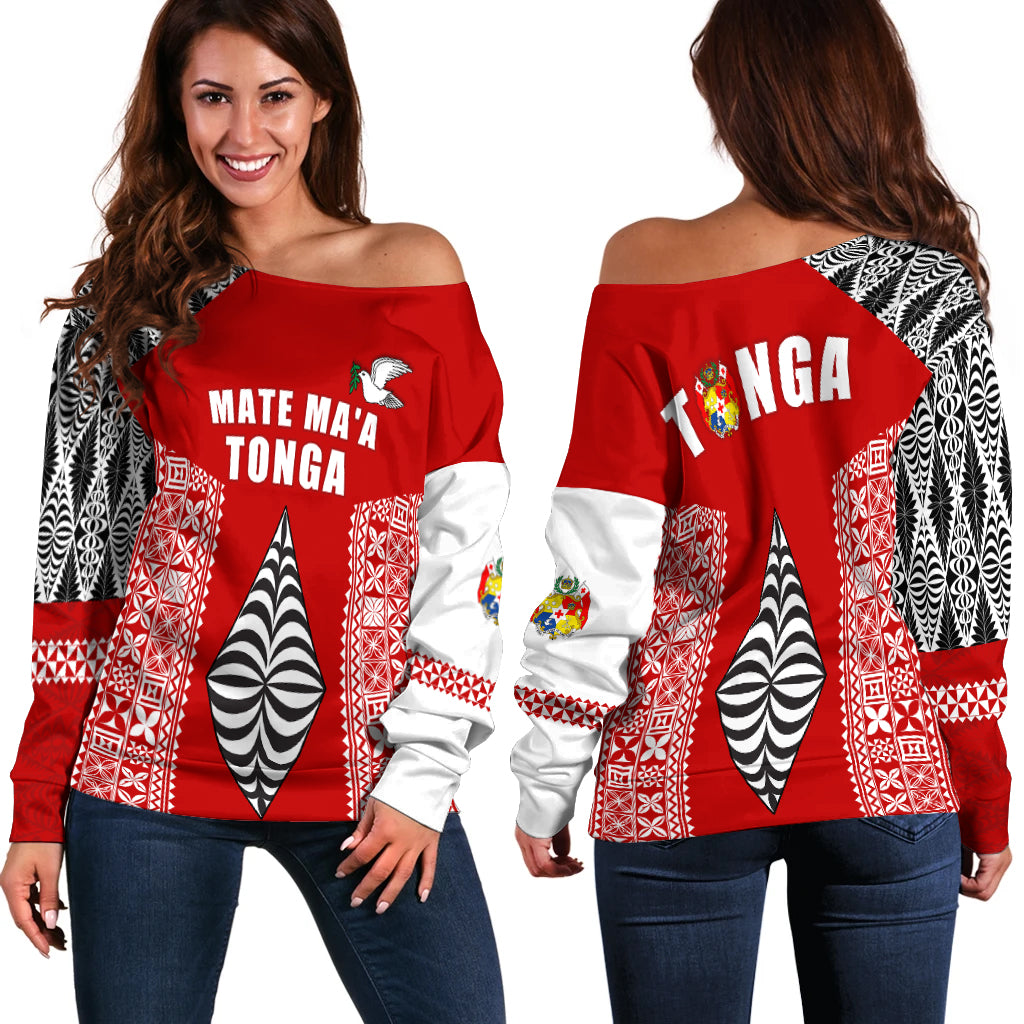 Tonga Rugby Off Shoulder Sweater Mate Ma'a Tonga