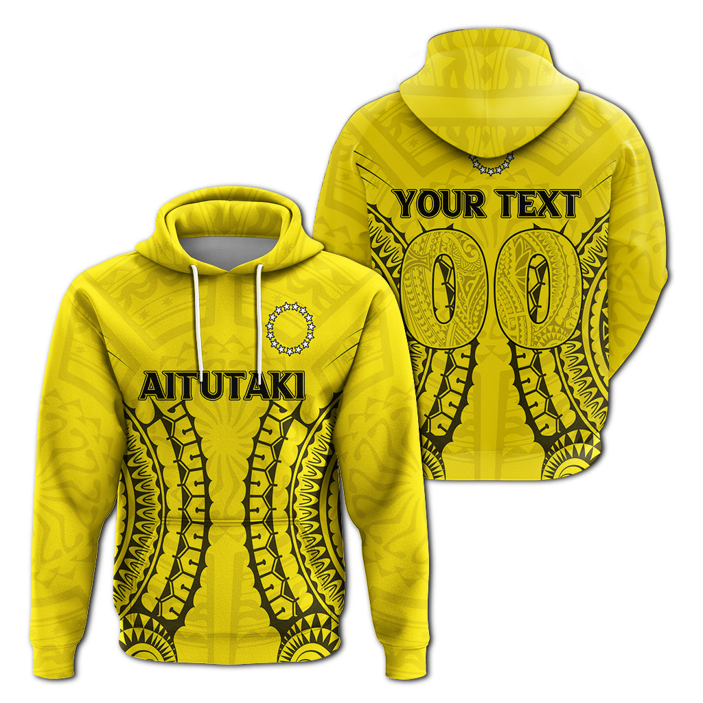 Custom Text Cook Islands Aitutaki Hoodie Tribal Pattern -