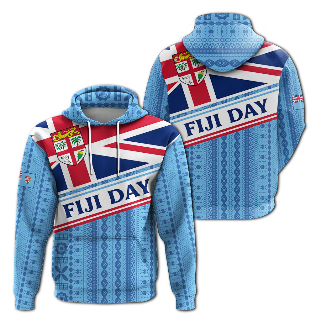 Fiji Day Hoodie Tapa Pattern With Flag