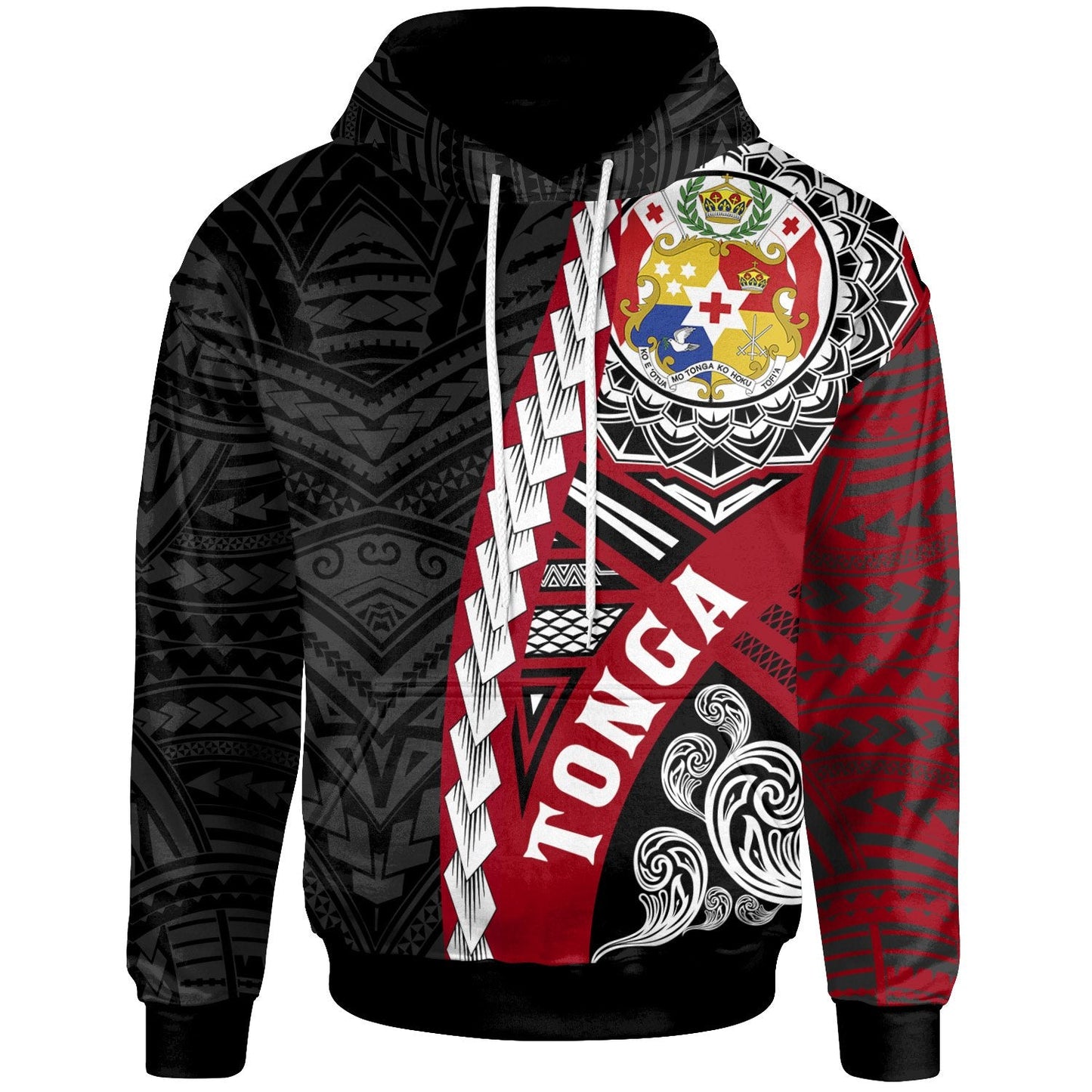 Tonga Polynesian Hoodie Wave Tattoo
