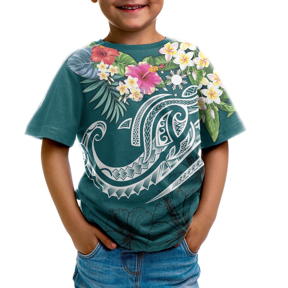 The Philippines T - Shirt - Summer Plumeria Turquoise