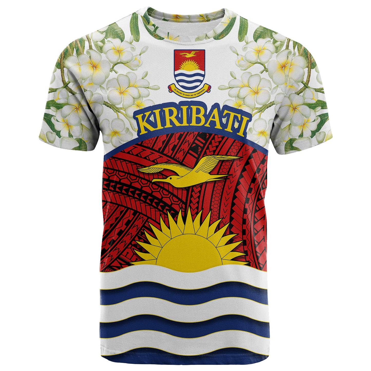 Kiribati Flag Mix Plumeria Frangipanis flower T Shirt