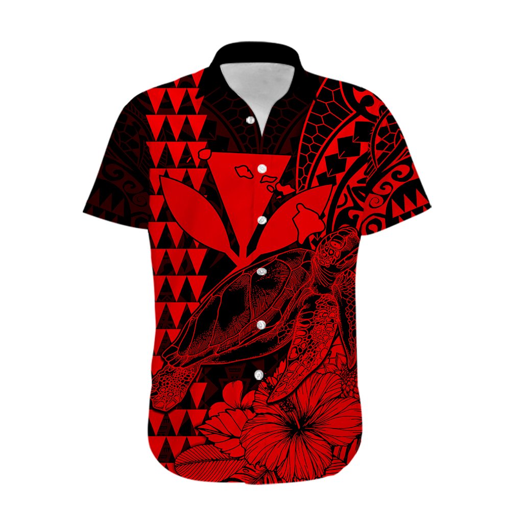 Kakau Polynesian Tribal Hawaiian Turtle with Kanaka Maoli Red Hawaiian Shirt