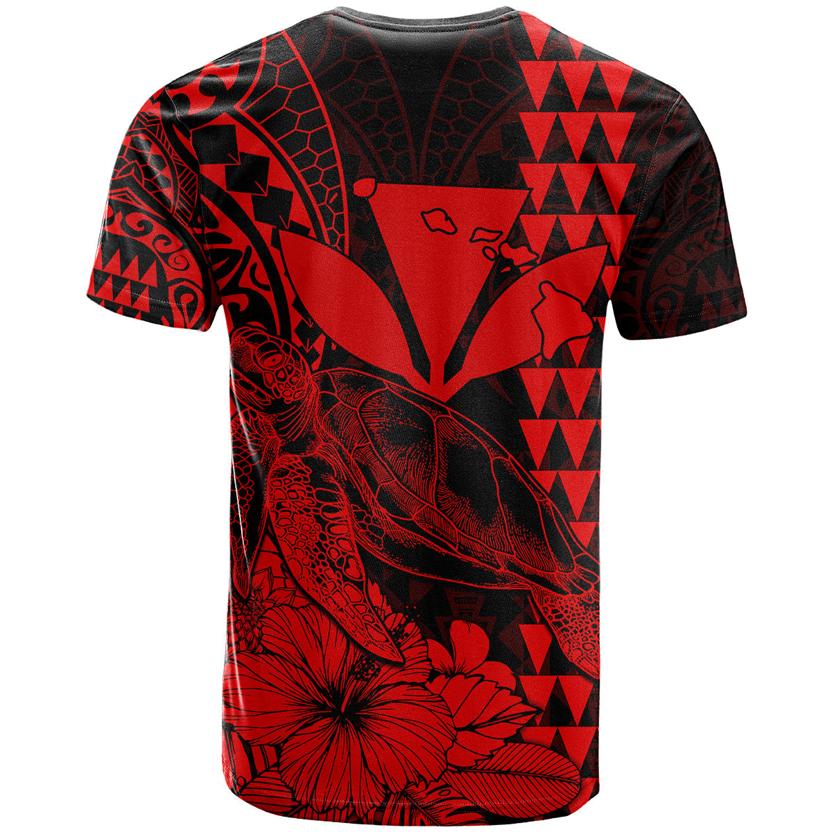 Kakau Polynesian Tribal Hawaiian Turtle With Kanaka Maoli Red T Shirt