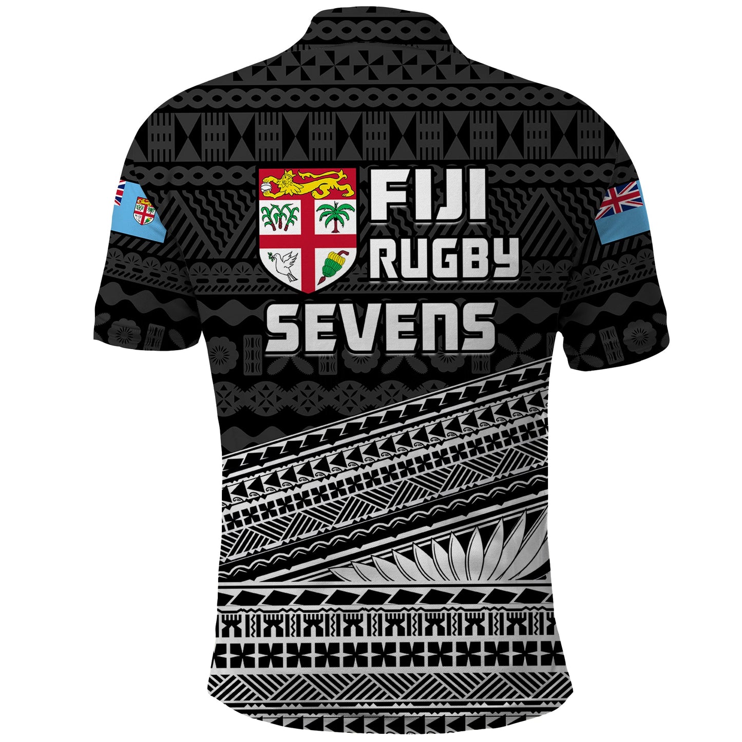 Fiji Sevens Rugby Fijian 7s Black Tapa Polynesian Art Polo Shirt