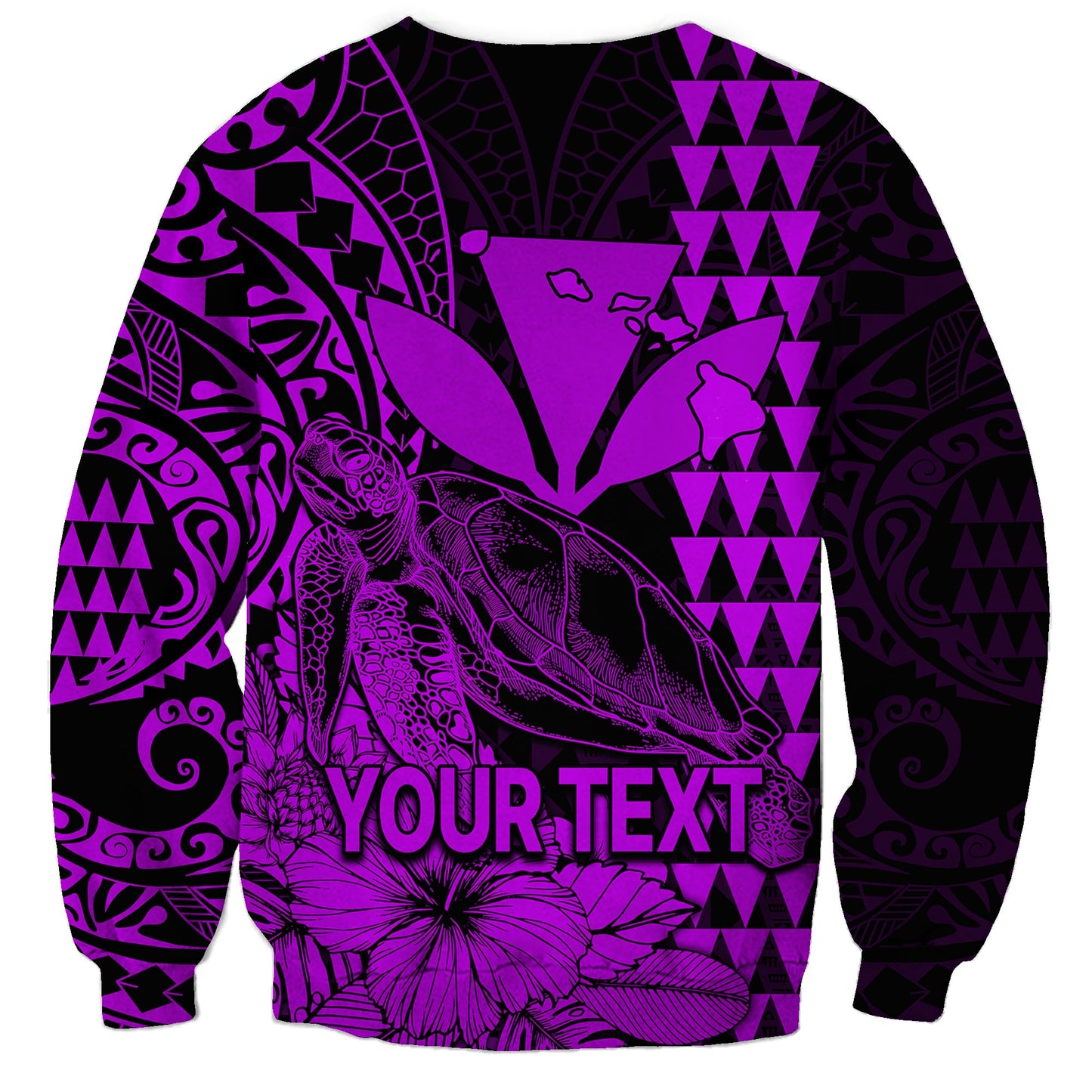Custom Personalised Kakau Polynesian Tribal Hawaiian Turtle with Kanaka Maoli Purple Sweatshirt