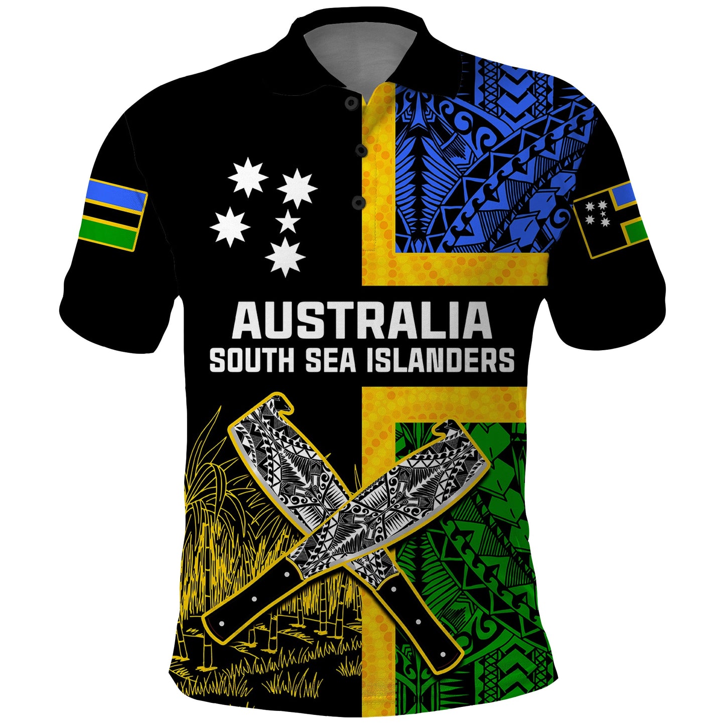 Australian South Sea Islanders Flag Style Polo Shirt