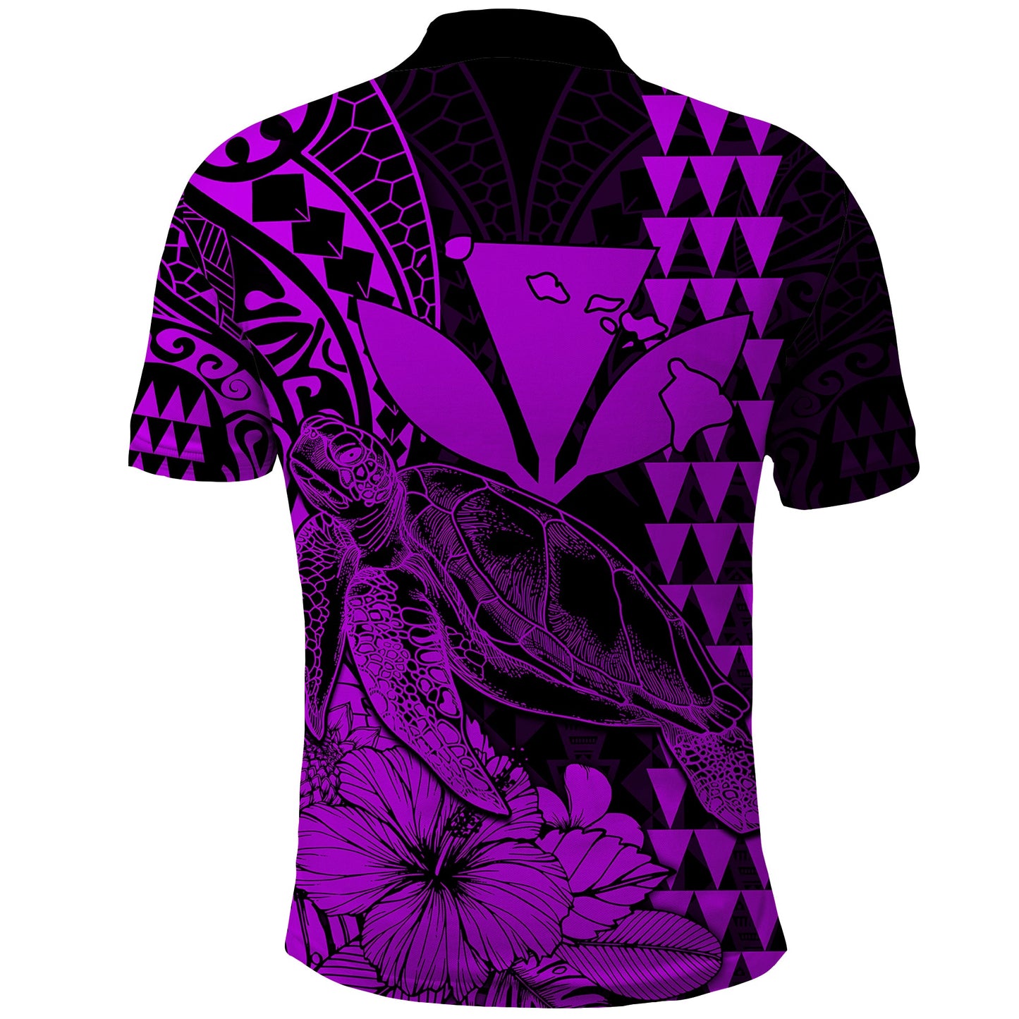Kakau Polynesian Tribal Hawaiian Turtle with Kanaka Maoli Purple Polo Shirt